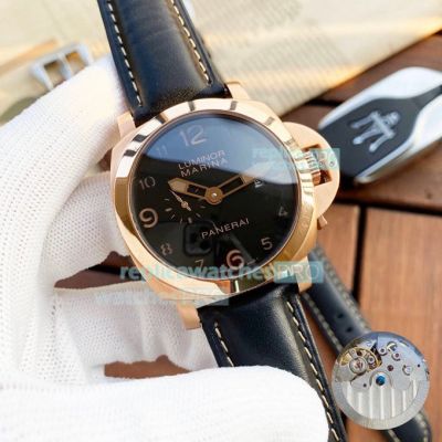 Panerai Luminor Marina Replica Watch Rose Gold Black Dial